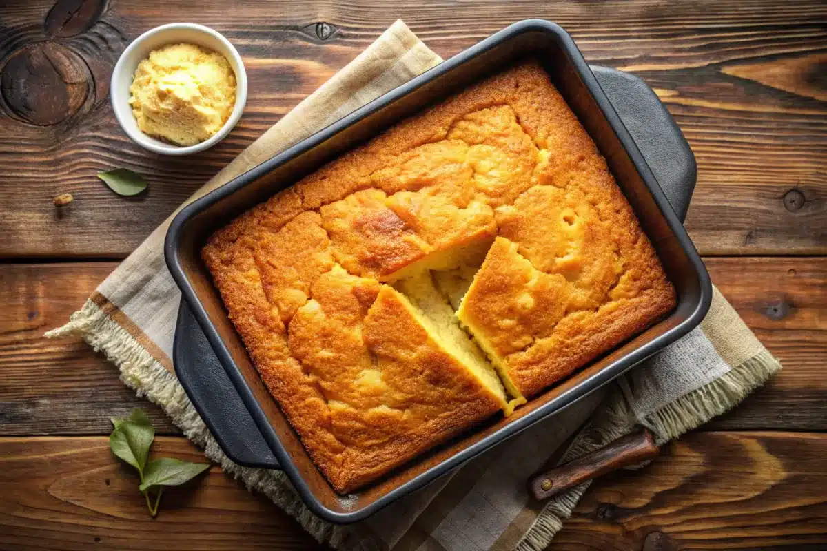 Freshly baked sweet potato cornbread with melting butter
