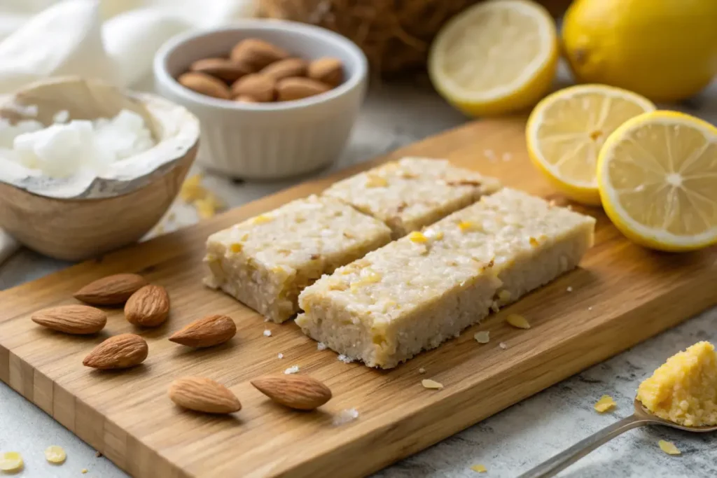 Keto-friendly lemon protein bars