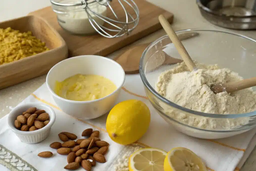 Ingredients for homemade lemon protein bars