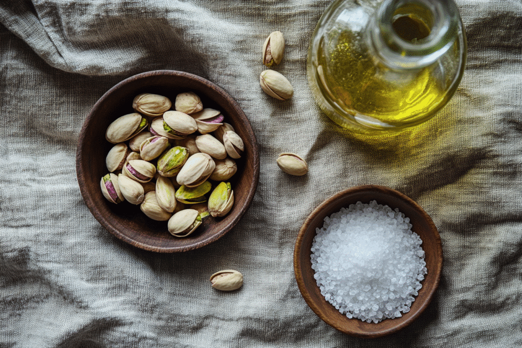 Ingredients for homemade pistachio butter